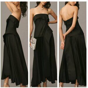 Acler Hammil Strapless Pleated Midi Dress AU12/US8 Black - REPOSH